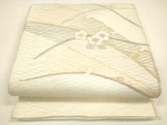 平和屋着物＊夏物 太鼓柄袋帯 草花文 金銀糸 正絹 逸品 DAAY8285cm