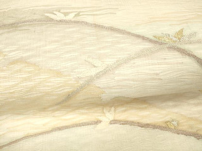 平和屋着物＊夏物 太鼓柄袋帯 草花文 金銀糸 正絹 逸品 DAAY8285cm
