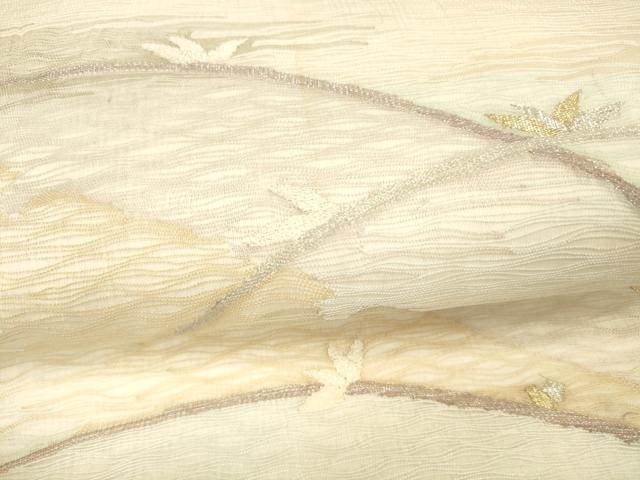 平和屋着物＊夏物 太鼓柄袋帯 草花文 金銀糸 正絹 逸品 DAAY8285cm
