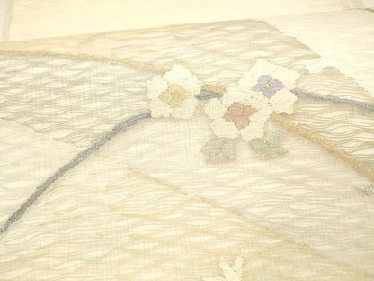 平和屋着物＊夏物 太鼓柄袋帯 草花文 金銀糸 正絹 逸品 DAAY8285cm