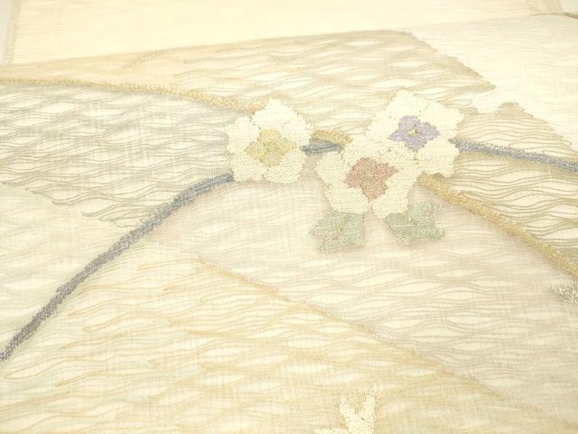 平和屋着物＊夏物 太鼓柄袋帯 草花文 金銀糸 正絹 逸品 DAAY8285cm