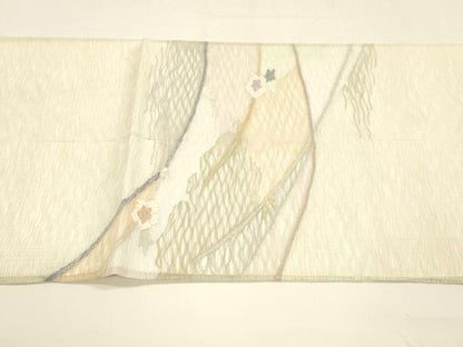 平和屋着物＊夏物 太鼓柄袋帯 草花文 金銀糸 正絹 逸品 DAAY8285cm