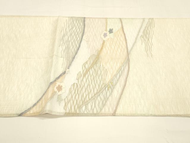 平和屋着物＊夏物 太鼓柄袋帯 草花文 金銀糸 正絹 逸品 DAAY8285cm