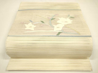 平和屋着物＊夏物 八寸名古屋帯 絽綴れ 枝花文 金銀糸 正絹 逸品 DAAY8287cm