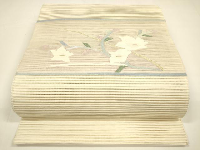 平和屋着物＊夏物 八寸名古屋帯 絽綴れ 枝花文 金銀糸 正絹 逸品 DAAY8287cm