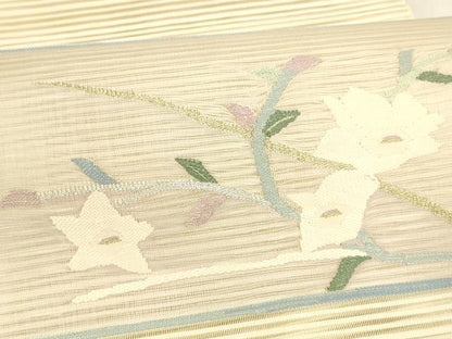 平和屋着物＊夏物 八寸名古屋帯 絽綴れ 枝花文 金銀糸 正絹 逸品 DAAY8287cm