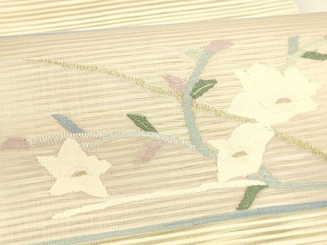 平和屋着物＊夏物 八寸名古屋帯 絽綴れ 枝花文 金銀糸 正絹 逸品 DAAY8287cm