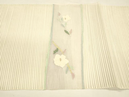 平和屋着物＊夏物 八寸名古屋帯 絽綴れ 枝花文 金銀糸 正絹 逸品 DAAY8287cm