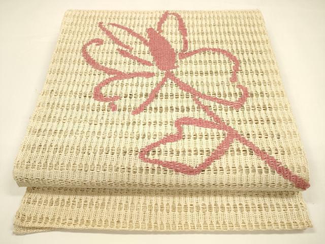 平和屋着物＊夏物 八寸名古屋帯 草花文 正絹 逸品 DAAY8289cm