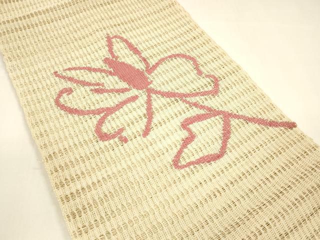 平和屋着物＊夏物 八寸名古屋帯 草花文 正絹 逸品 DAAY8289cm