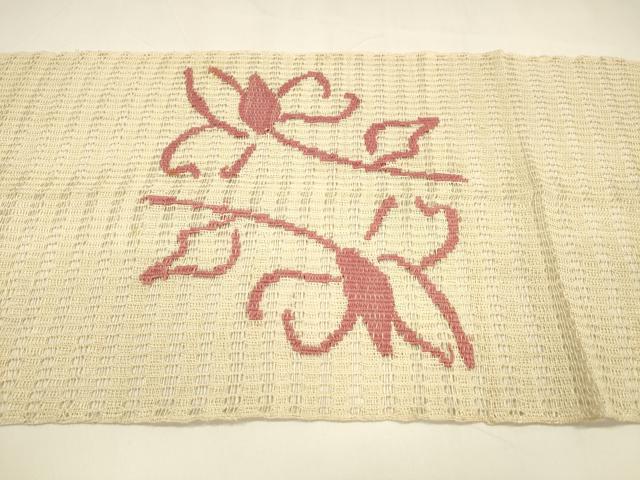 平和屋着物＊夏物 八寸名古屋帯 草花文 正絹 逸品 DAAY8289cm
