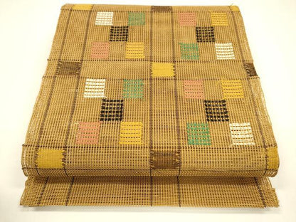 平和屋着物＊夏物 八寸名古屋帯 抽象文様 正絹 逸品 DAAY8290cm