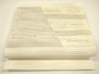 平和屋着物＊夏物 八寸名古屋帯 絽綴れ 抽象文様 金銀糸 正絹 逸品 DAAY8292cm