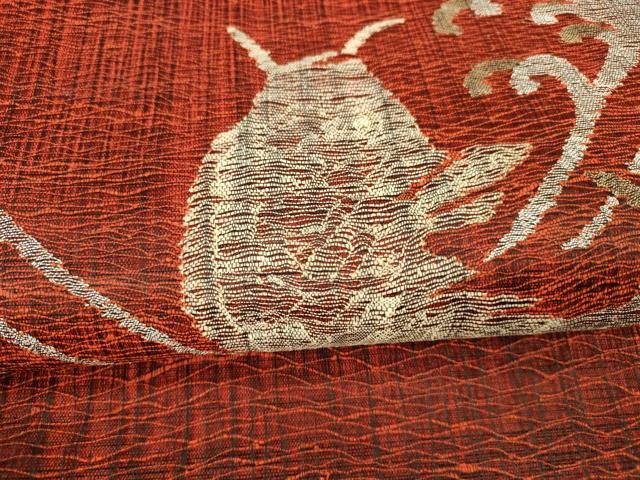 平和屋着物＊夏物 太鼓柄袋帯 荒磯 金銀糸 正絹 逸品 DAAY8294cm