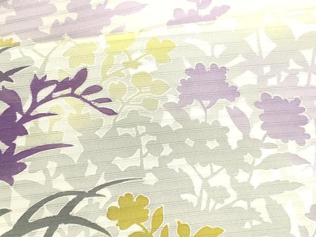 平和屋着物＊夏物 絽塩瀬 つけ帯 作家物 草花文 正絹 逸品 DAAY8296cm