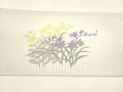 平和屋着物＊夏物 絽塩瀬 つけ帯 作家物 草花文 正絹 逸品 DAAY8296cm