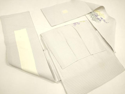 平和屋着物＊夏物 絽塩瀬 つけ帯 作家物 草花文 正絹 逸品 DAAY8296cm