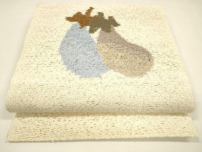 平和屋着物＊夏物 八寸名古屋帯 茄子 成り物 正絹 逸品 DAAY8298cm