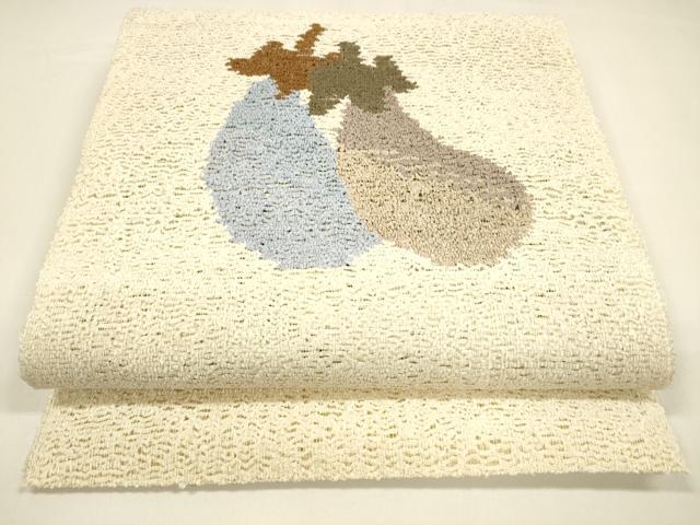 平和屋着物＊夏物 八寸名古屋帯 茄子 成り物 正絹 逸品 DAAY8298cm