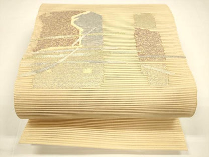 平和屋着物＊夏物 八寸名古屋帯 絽綴れ 抽象文様 金銀糸 正絹 逸品 DAAY8300cm