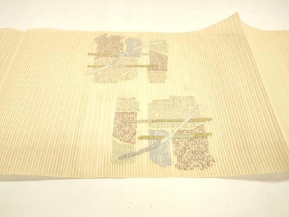 平和屋着物＊夏物 八寸名古屋帯 絽綴れ 抽象文様 金銀糸 正絹 逸品 DAAY8300cm