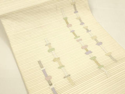 平和屋着物＊夏物 八寸名古屋帯 絽綴れ 抽象文様 金銀糸 正絹 逸品 DAAY8302cm