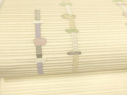 平和屋着物＊夏物 八寸名古屋帯 絽綴れ 抽象文様 金銀糸 正絹 逸品 DAAY8302cm