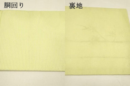 平和屋着物＊夏物　九寸名古屋帯　駒刺繍　総刺繍　草花文　銀糸　正絹　逸品　DAAY8303cm