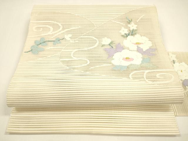 平和屋着物＊夏物 八寸名古屋帯 絽綴れ 流水花文 金糸 正絹 逸品 DAAY8304cm
