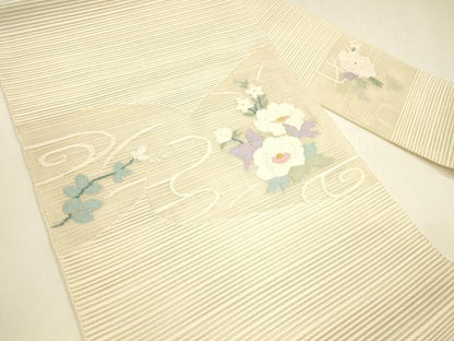 平和屋着物＊夏物 八寸名古屋帯 絽綴れ 流水花文 金糸 正絹 逸品 DAAY8304cm