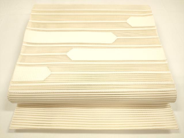 平和屋着物＊夏物 八寸名古屋帯 絽綴れ 横段文 肌色 正絹 逸品 DAAY8305cm