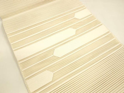 平和屋着物＊夏物 八寸名古屋帯 絽綴れ 横段文 肌色 正絹 逸品 DAAY8305cm