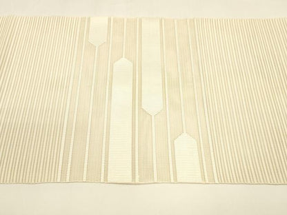 平和屋着物＊夏物 八寸名古屋帯 絽綴れ 横段文 肌色 正絹 逸品 DAAY8305cm
