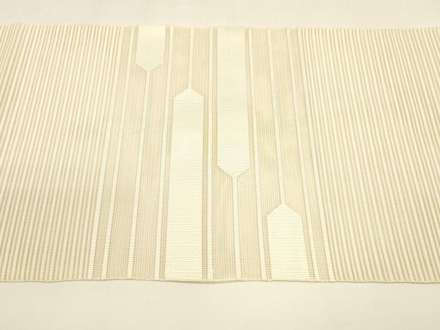 平和屋着物＊夏物 八寸名古屋帯 絽綴れ 横段文 肌色 正絹 逸品 DAAY8305cm