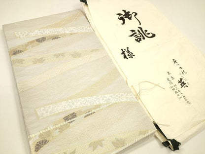 平和屋着物＊夏物 西陣 川島織物 洗える最高級着物 ＜英＞はなぶさ謹製 六通柄袋帯 草花文 金銀糸 たとう紙付き DAAY8309cm