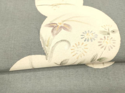 平和屋着物＊夏物 六通柄袋帯 手描き 草花丸文 銀彩 正絹 逸品 DAAY8310cm