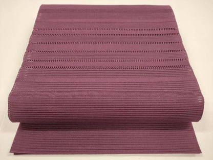 平和屋着物＊夏物 八寸名古屋帯 絽綴れ 横段文 暗紅色 正絹 逸品 DAAY8313cm