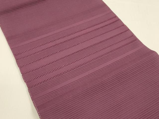平和屋着物＊夏物 八寸名古屋帯 絽綴れ 横段文 暗紅色 正絹 逸品 DAAY8313cm