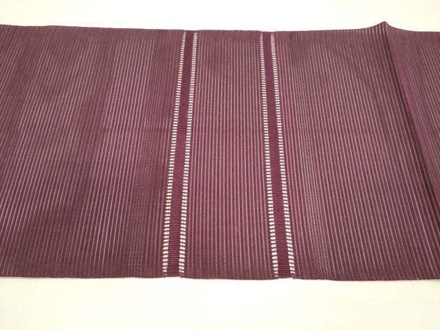 平和屋着物＊夏物 八寸名古屋帯 絽綴れ 横段文 暗紅色 正絹 逸品 DAAY8313cm