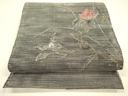 平和屋着物＊夏物 八寸名古屋帯 枝花文 金銀糸 正絹 逸品 DAAY8315cm