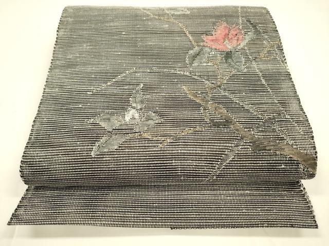 平和屋着物＊夏物 八寸名古屋帯 枝花文 金銀糸 正絹 逸品 DAAY8315cm