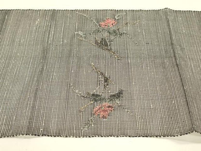 平和屋着物＊夏物 八寸名古屋帯 枝花文 金銀糸 正絹 逸品 DAAY8315cm
