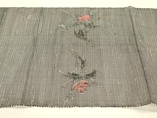 平和屋着物＊夏物 八寸名古屋帯 枝花文 金銀糸 正絹 逸品 DAAY8315cm
