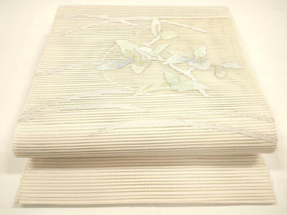 平和屋着物＊夏物 八寸名古屋帯 絽綴れ 枝葉文 金銀糸 正絹 逸品 DAAY8317cm