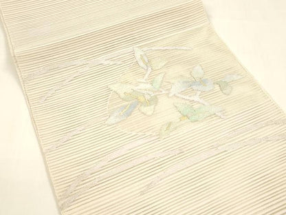 平和屋着物＊夏物 八寸名古屋帯 絽綴れ 枝葉文 金銀糸 正絹 逸品 DAAY8317cm