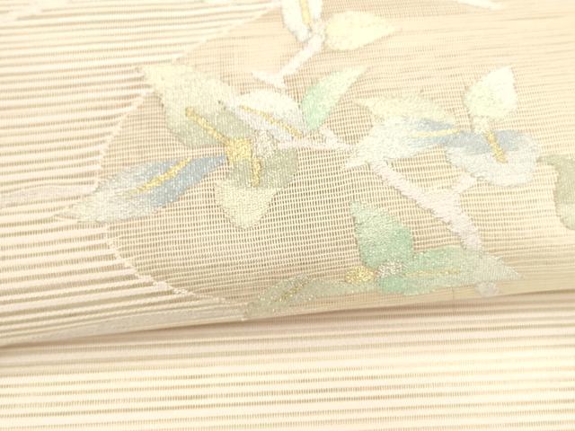 平和屋着物＊夏物 八寸名古屋帯 絽綴れ 枝葉文 金銀糸 正絹 逸品 DAAY8317cm