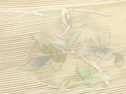 平和屋着物＊夏物 八寸名古屋帯 絽綴れ 枝葉文 金銀糸 正絹 逸品 DAAY8317cm