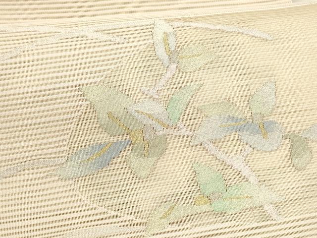 平和屋着物＊夏物 八寸名古屋帯 絽綴れ 枝葉文 金銀糸 正絹 逸品 DAAY8317cm