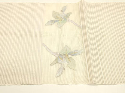 平和屋着物＊夏物 八寸名古屋帯 絽綴れ 枝葉文 金銀糸 正絹 逸品 DAAY8317cm