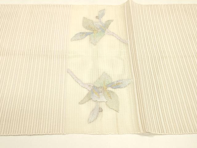 平和屋着物＊夏物 八寸名古屋帯 絽綴れ 枝葉文 金銀糸 正絹 逸品 DAAY8317cm